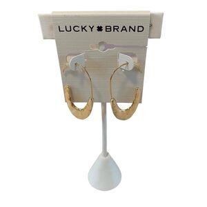 Hammered Gold Tone Modern Threader Earrings.